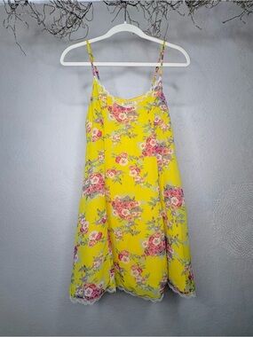 Lucca Couture urban outfitters Yellow Slip Dress with Floral Edge